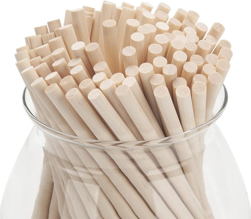 Coowayze Wood Dowels Wooden Dowel Rods, 100PCS 1/4 x 6 Round Wooden Sticks for Arts and Crafts, Small Unfinished Hardwood Sticks for DIYers Crafting, Cake Support, Lollipop, Photo Booth Props, Home Decor - Image 4